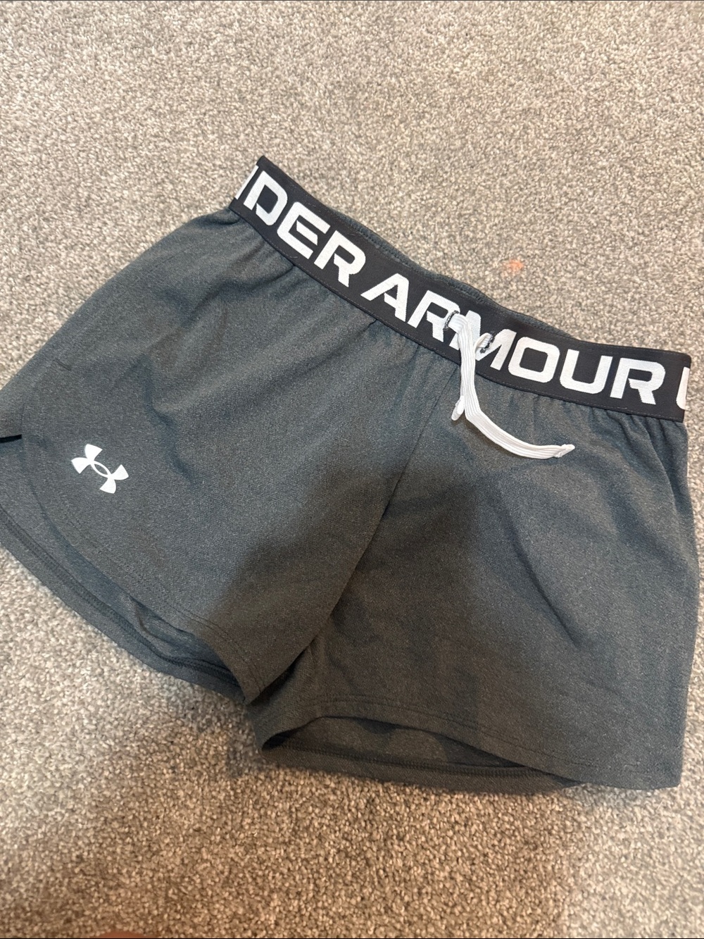 Under Armour kids Dark Gray Athletic Shorts with Logo Waistband